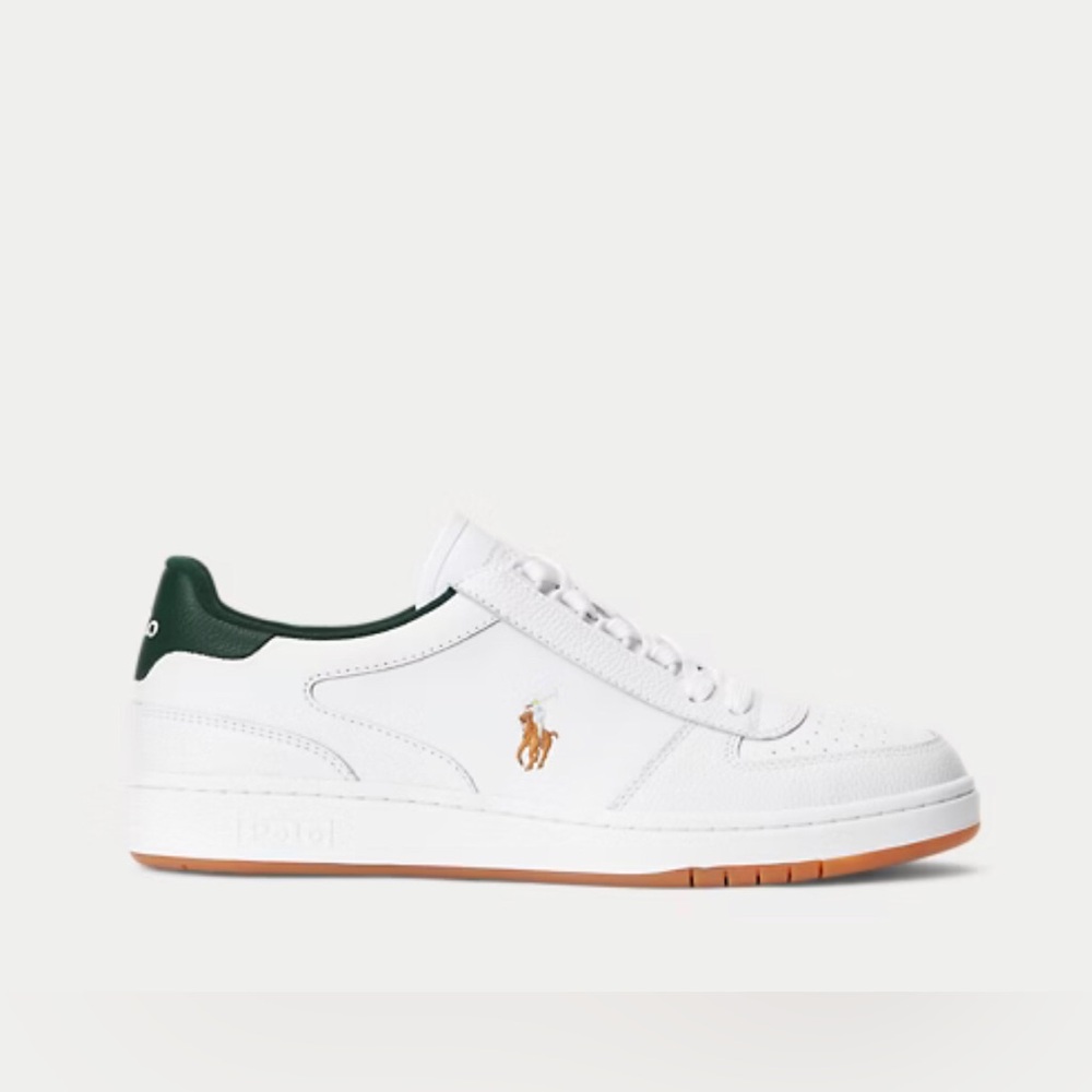 Polo Ralph Lauren Court white & blue Leather Low-Top Trainer Sz 14 Men 
Unisex
